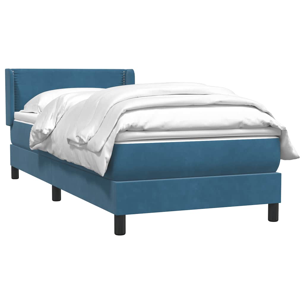 Boxspringbett mit Matratze Dunkelblau 100x210 cm Samt