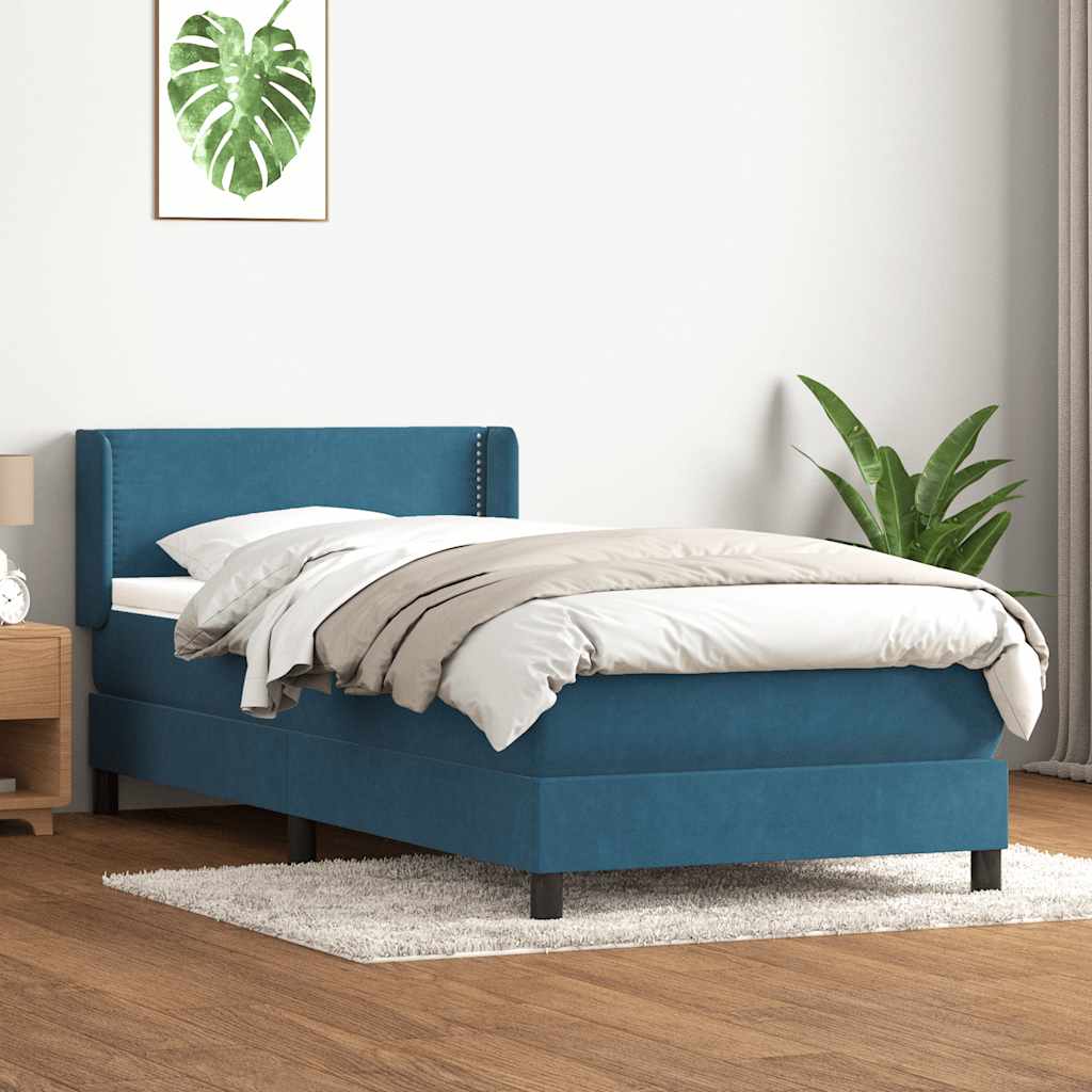 Boxspringbett mit Matratze Dunkelblau 100x210 cm Samt