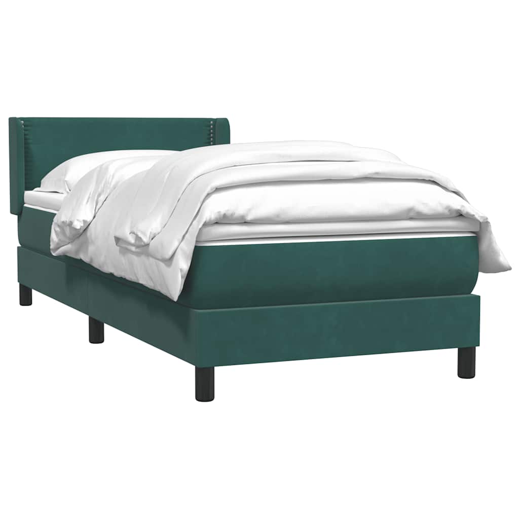 Boxspringbett mit Matratze Dunkelgrün 80x220 cm Samt