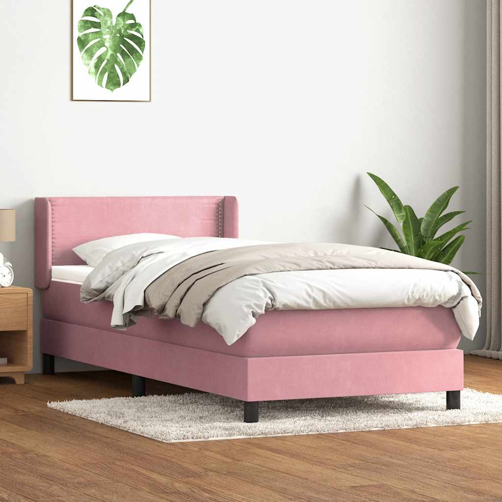 Boxspringbett mit Matratze Rosa 80x220 cm Samt