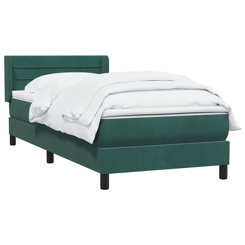 Boxspringbett mit Matratze Dunkelgrün 80x220 cm Samt