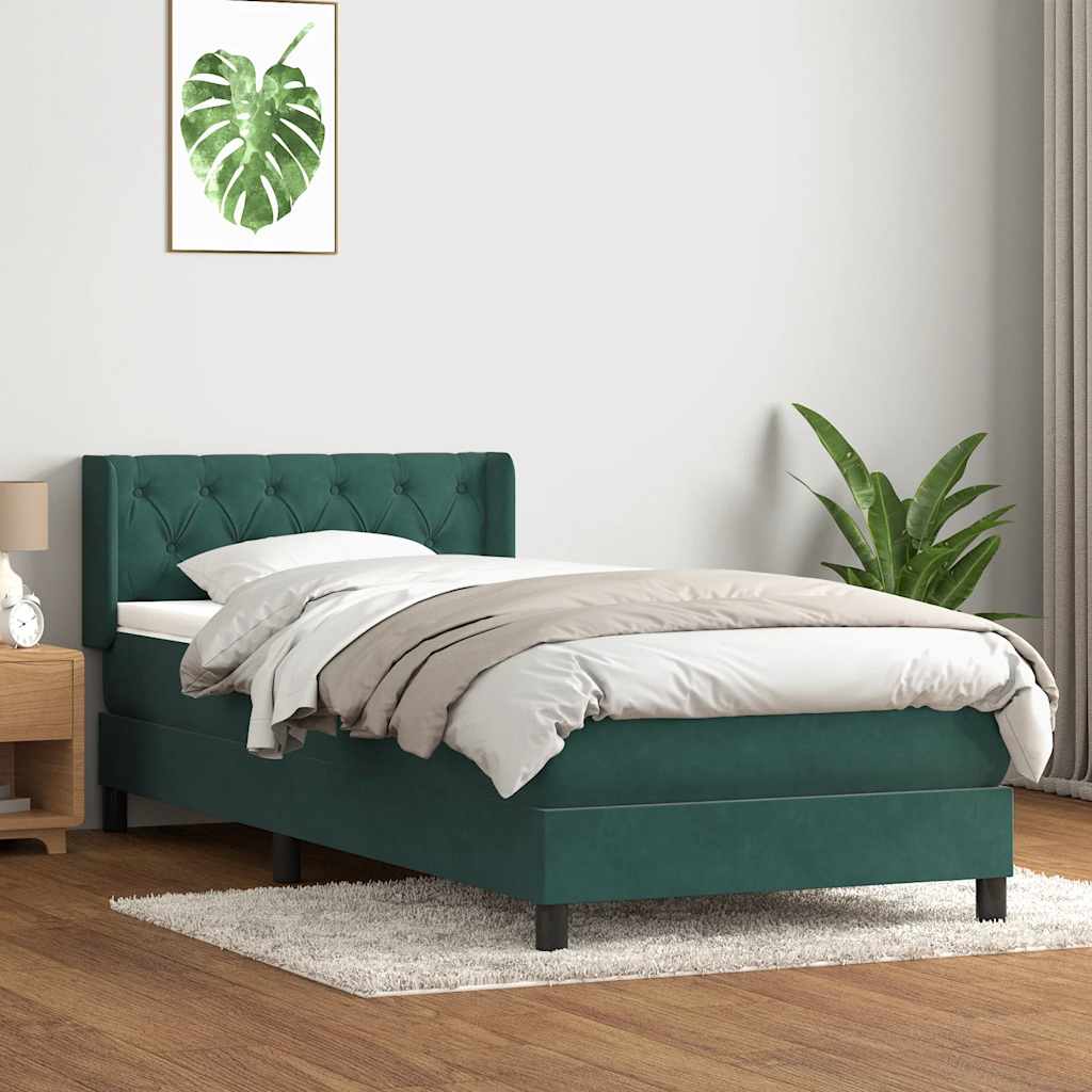 Boxspringbett mit Matratze Dunkelgrün 80x220 cm Samt