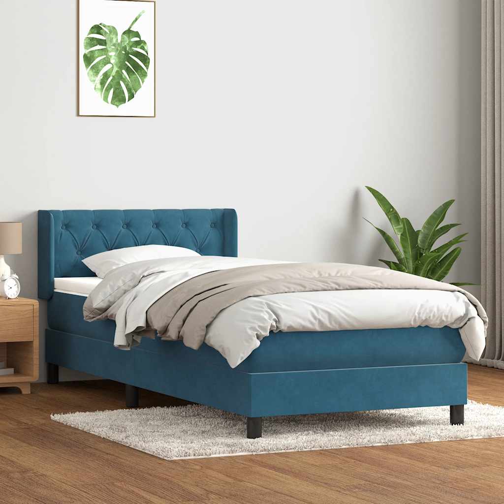 Boxspringbett mit Matratze Dunkelblau 80x220 cm Samt