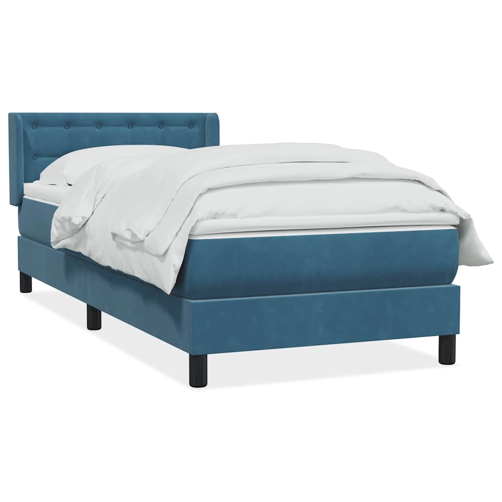 Boxspringbett mit Matratze Dunkelblau 100x210 cm Samt