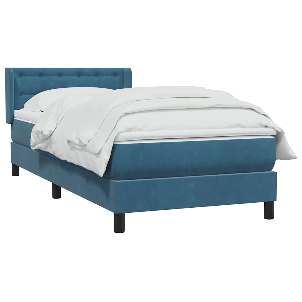 Boxspringbett mit Matratze Dunkelblau 100x210 cm Samt
