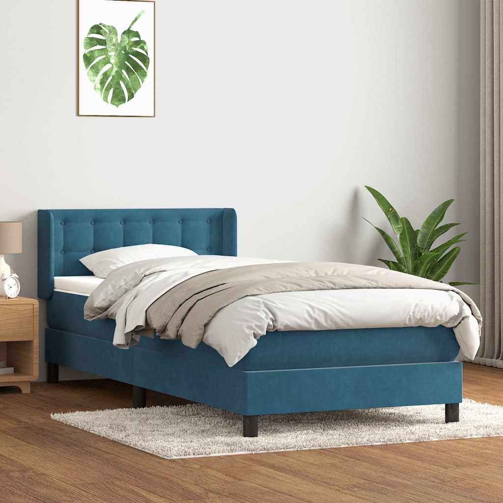 Boxspringbett mit Matratze Dunkelblau 100x210 cm Samt