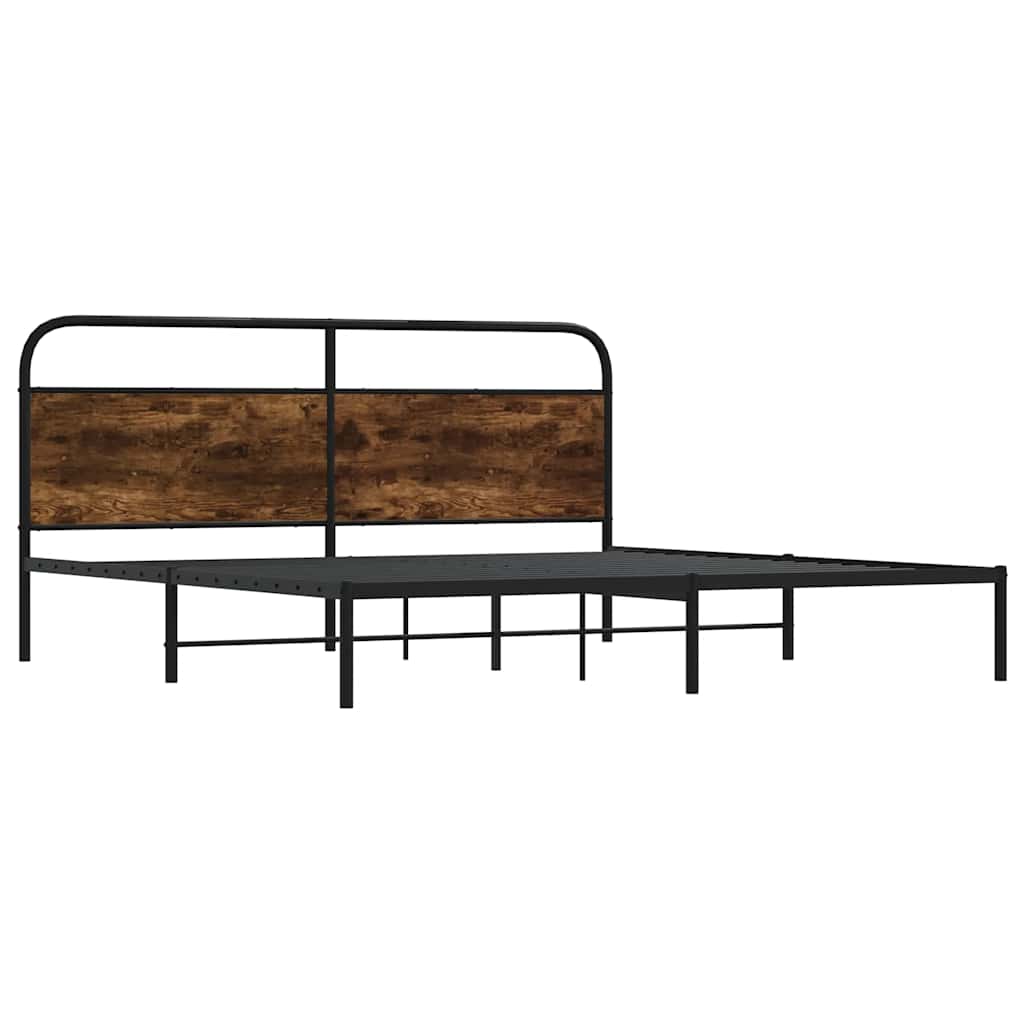 Metallbett ohne Matratze Räuchereiche 183x213 cm