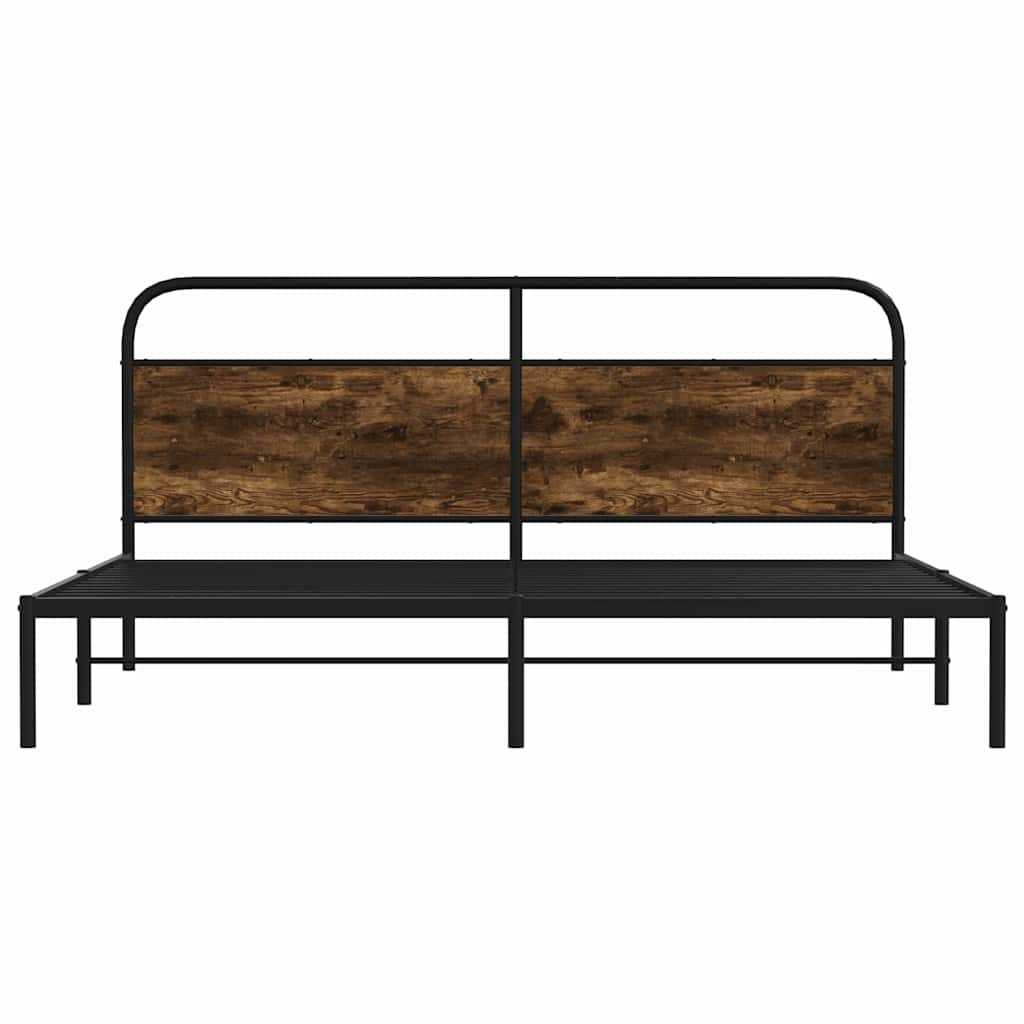 Metallbett ohne Matratze Räuchereiche 183x213 cm