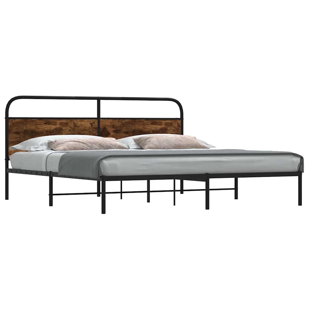Metallbett ohne Matratze Räuchereiche 183x213 cm