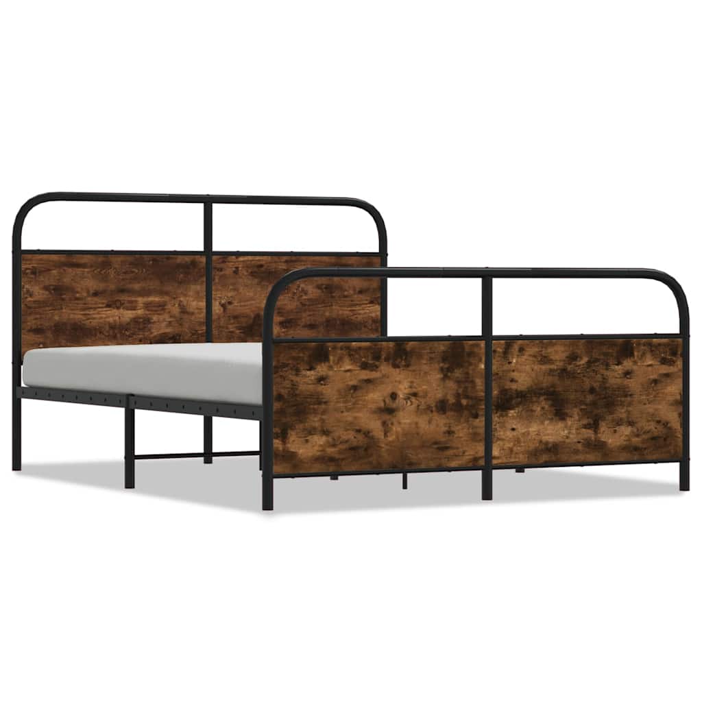 Metallbett ohne Matratze Räuchereiche 193x203 cm