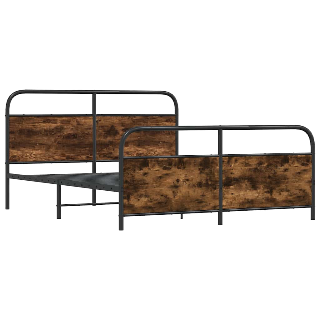 Metallbett ohne Matratze Räuchereiche 193x203 cm