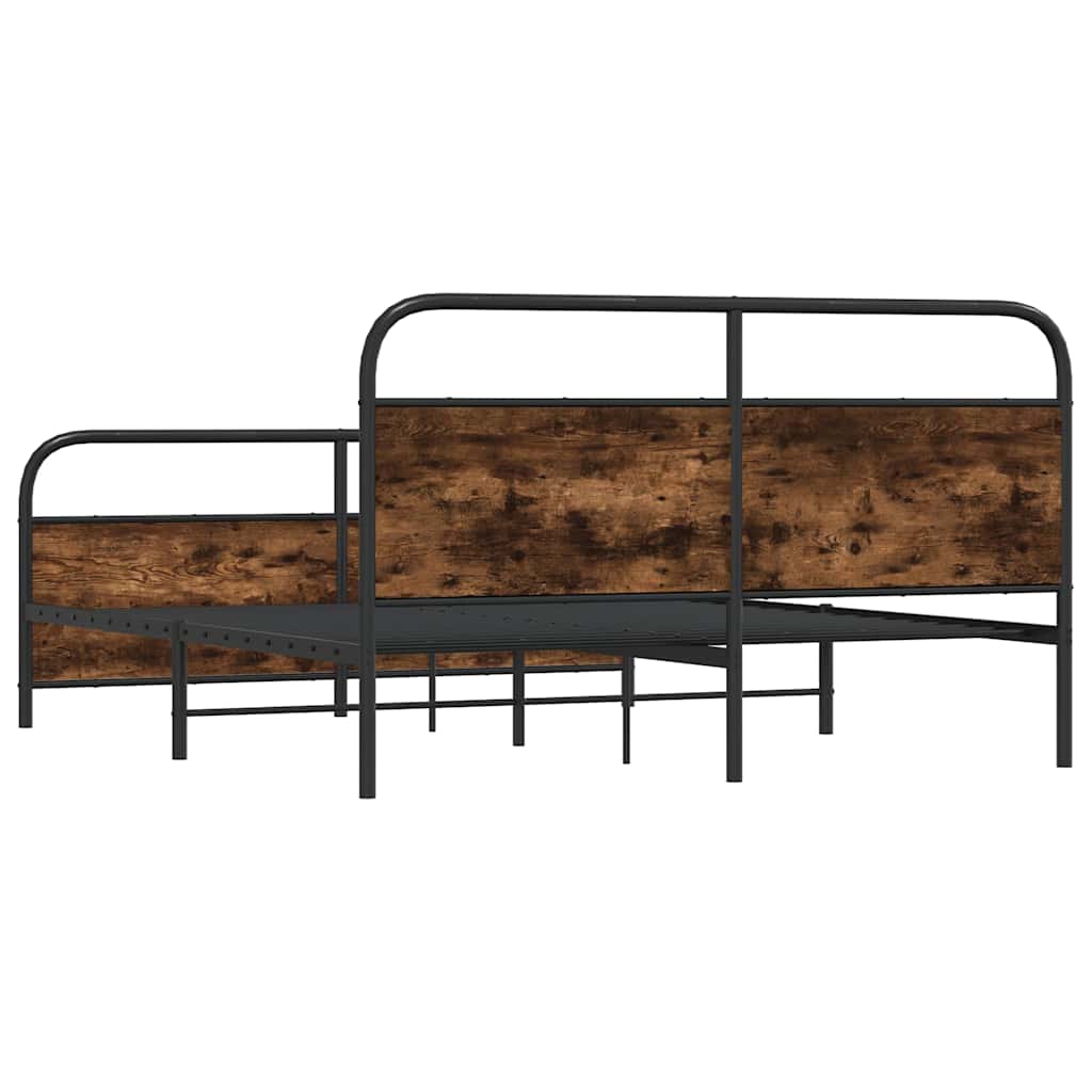 Metallbett ohne Matratze Räuchereiche 193x203 cm