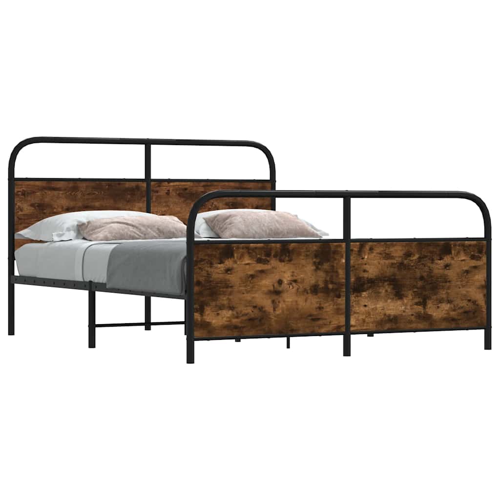 Metallbett ohne Matratze Räuchereiche 193x203 cm