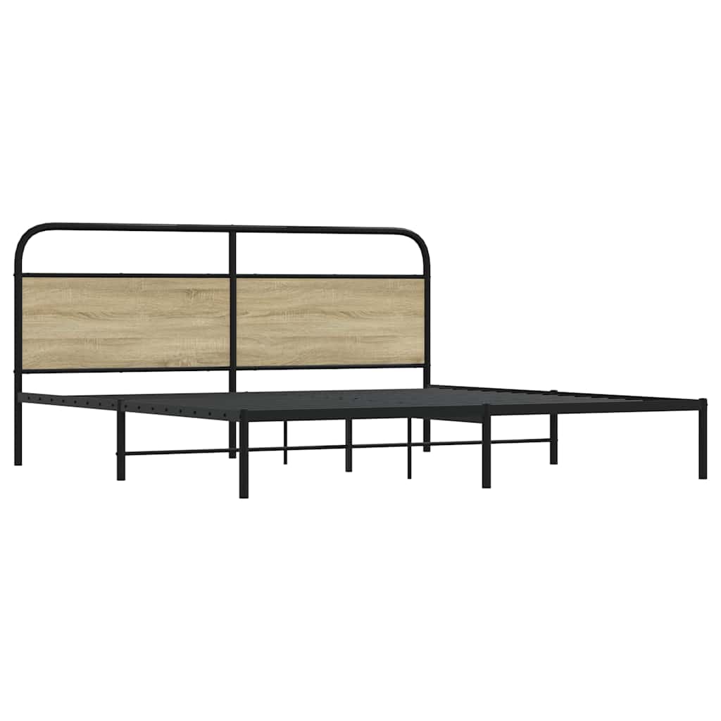 Metallbett ohne Matratze Sonoma-Eiche 200x200 cm