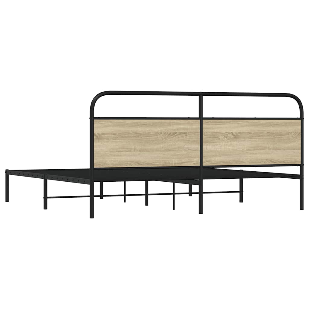 Metallbett ohne Matratze Sonoma-Eiche 200x200 cm