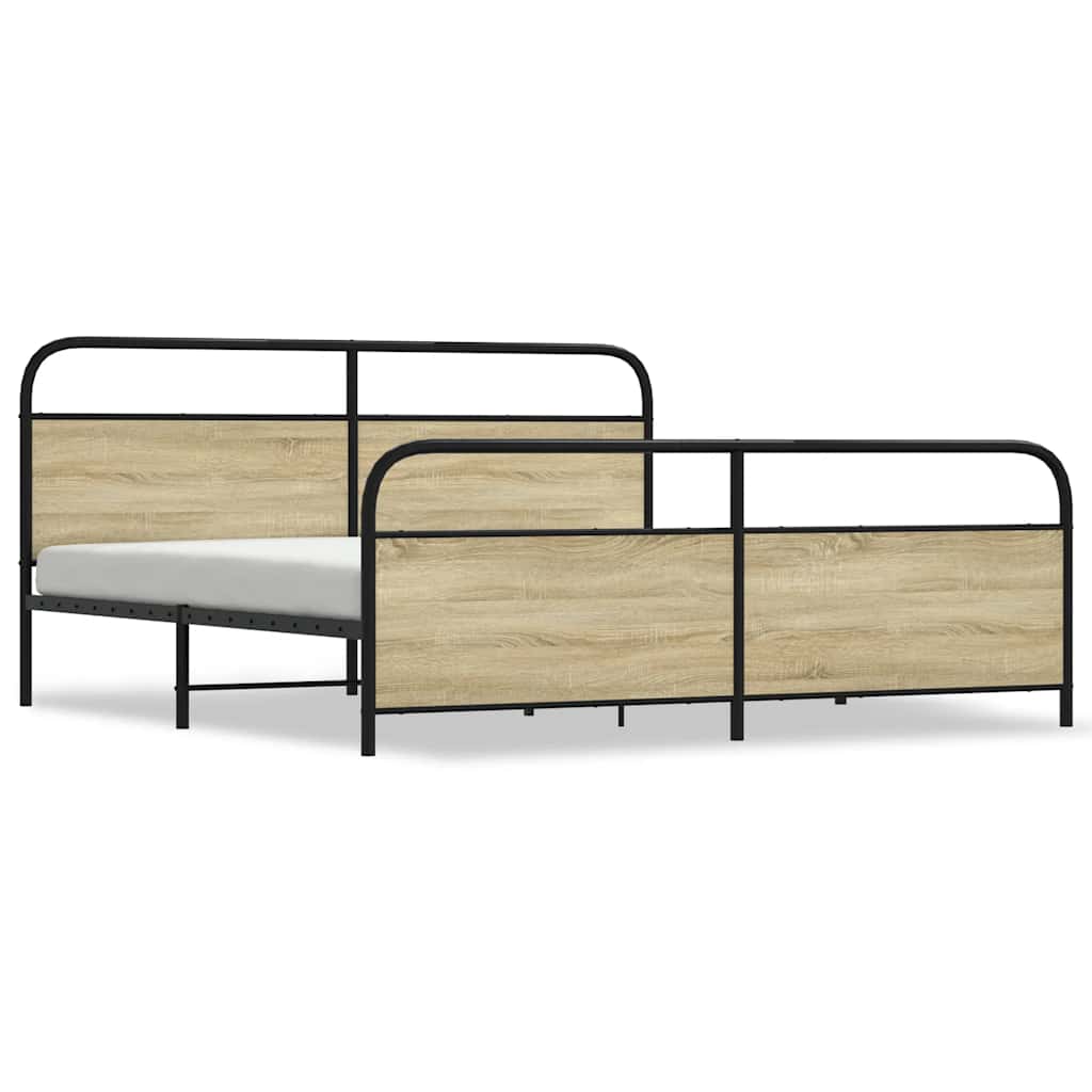 Metallbett ohne Matratze Sonoma-Eiche 200x200 cm