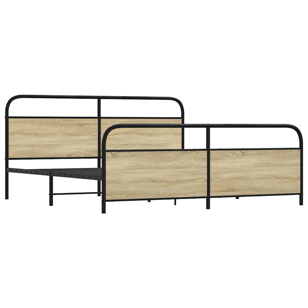 Metallbett ohne Matratze Sonoma-Eiche 200x200 cm