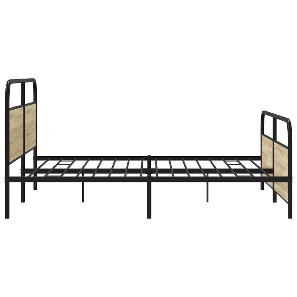 Metallbett ohne Matratze Sonoma-Eiche 200x200 cm