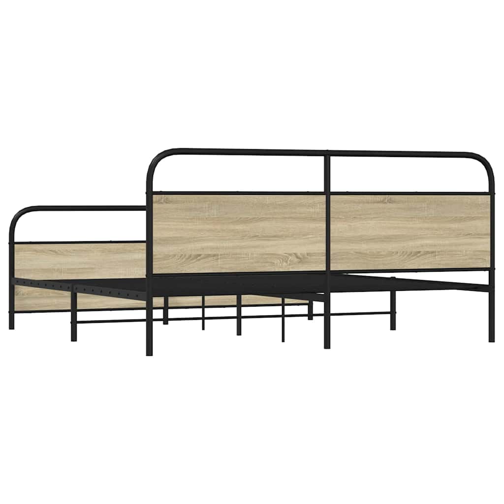 Metallbett ohne Matratze Sonoma-Eiche 200x200 cm