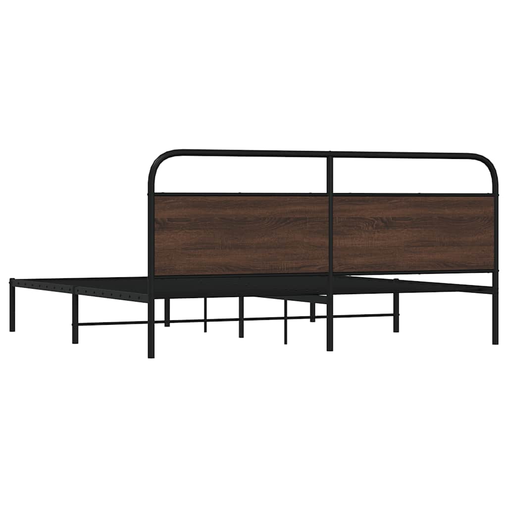Metallbett ohne Matratze Braun Eichen-Optik 180x200 cm