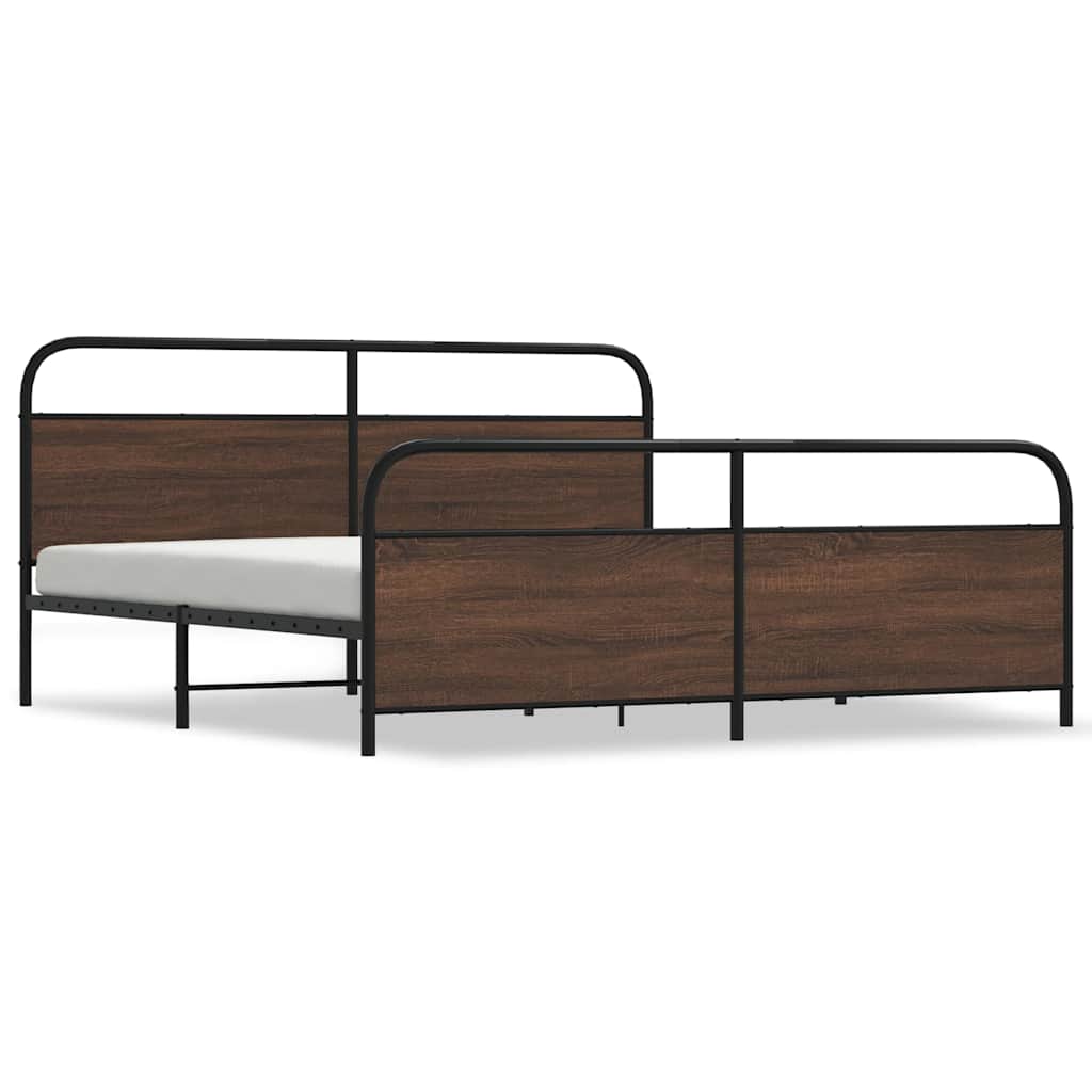 Metallbett ohne Matratze Braun Eichen-Optik 183x213 cm