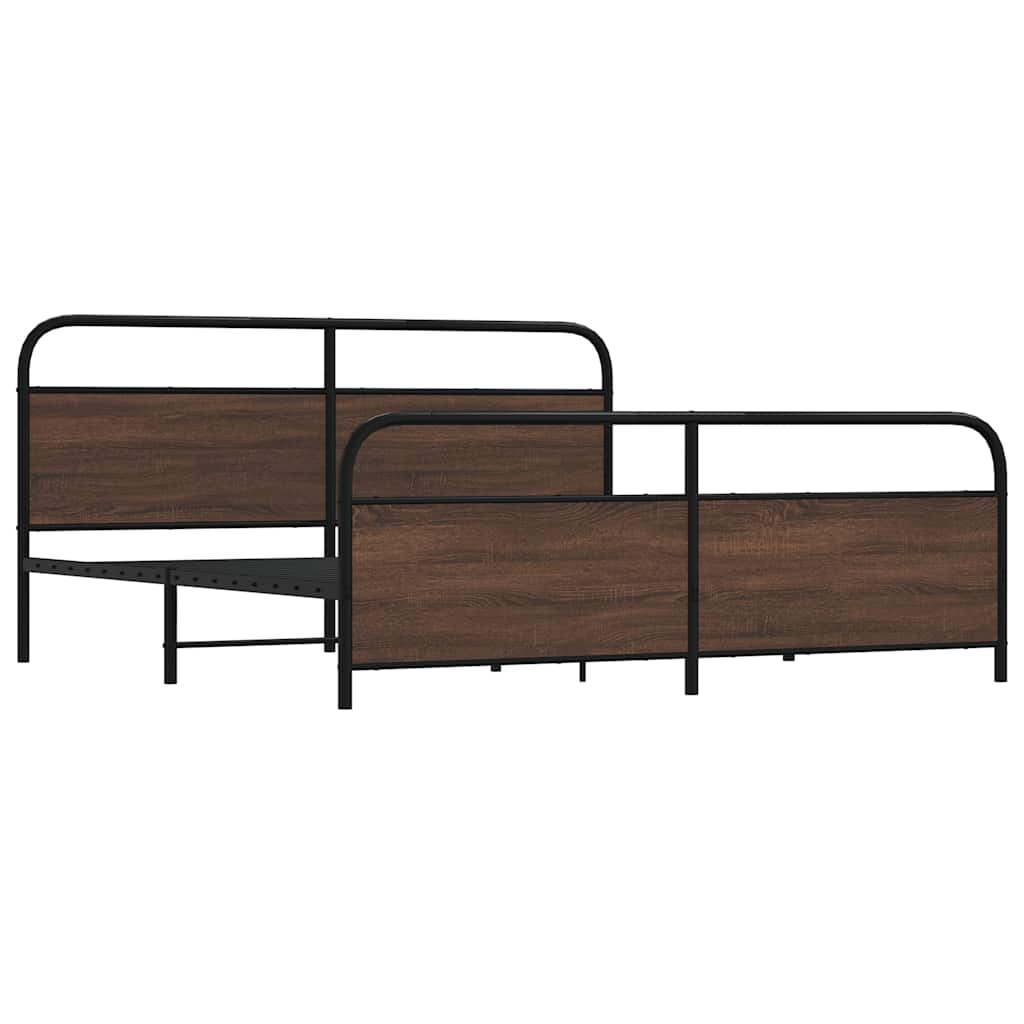 Metallbett ohne Matratze Braun Eichen-Optik 183x213 cm