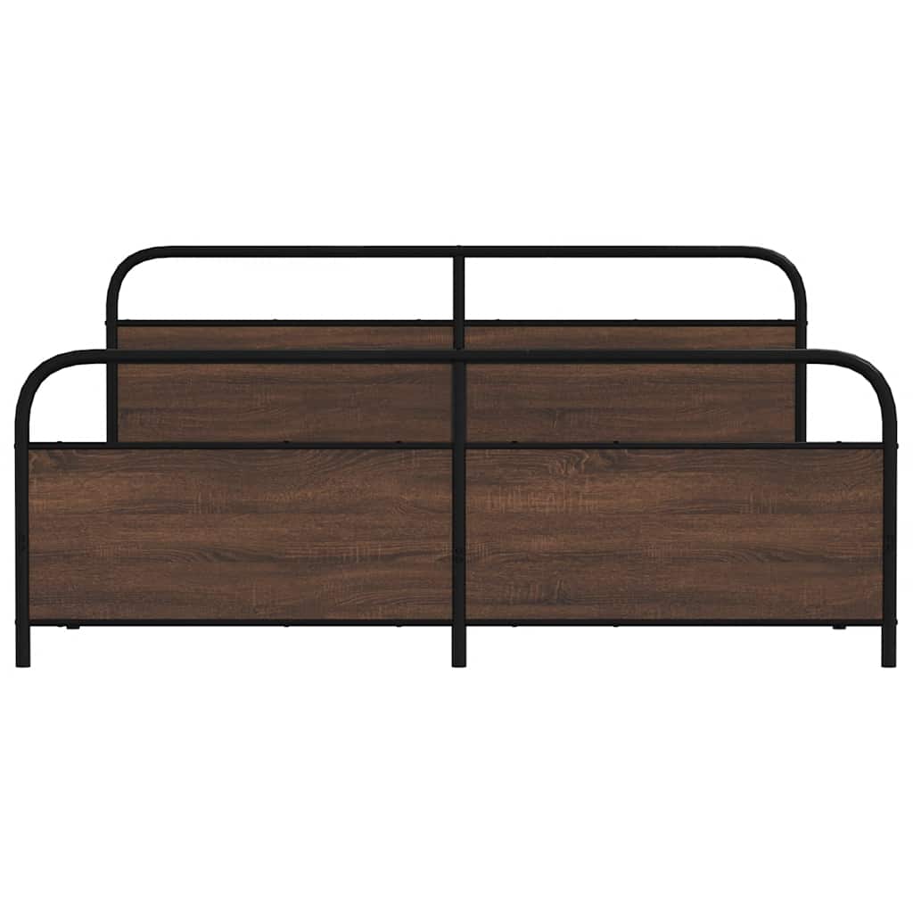 Metallbett ohne Matratze Braun Eichen-Optik 183x213 cm