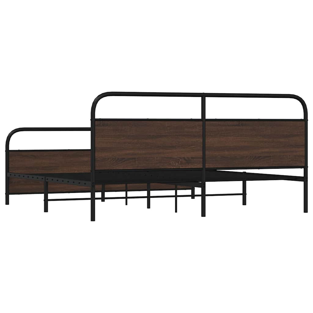 Metallbett ohne Matratze Braun Eichen-Optik 183x213 cm