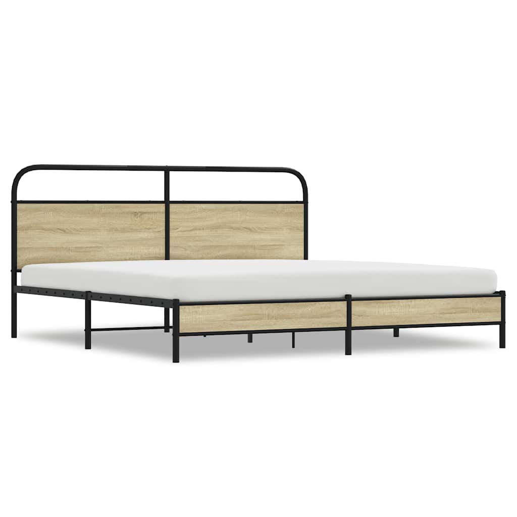 Metallbett ohne Matratze Sonoma-Eiche 193x203 cm