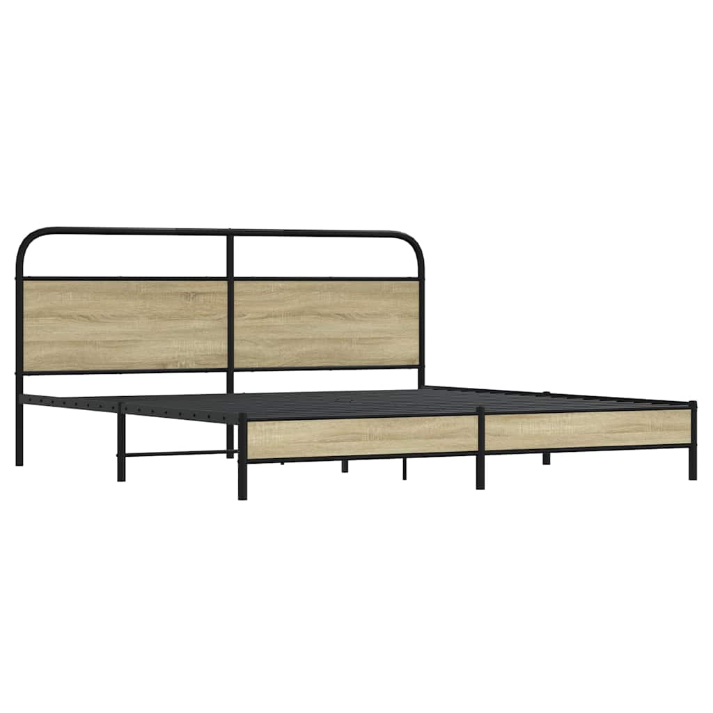 Metallbett ohne Matratze Sonoma-Eiche 193x203 cm
