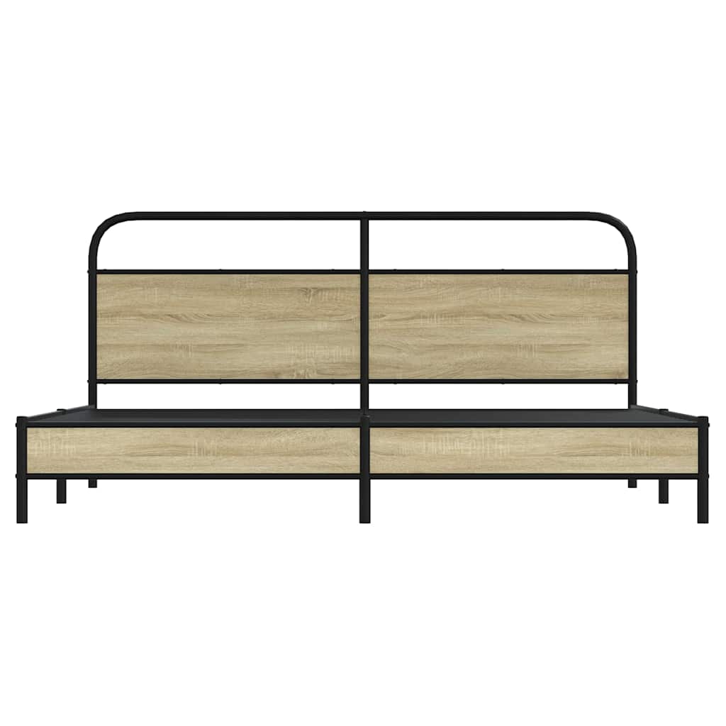 Metallbett ohne Matratze Sonoma-Eiche 193x203 cm