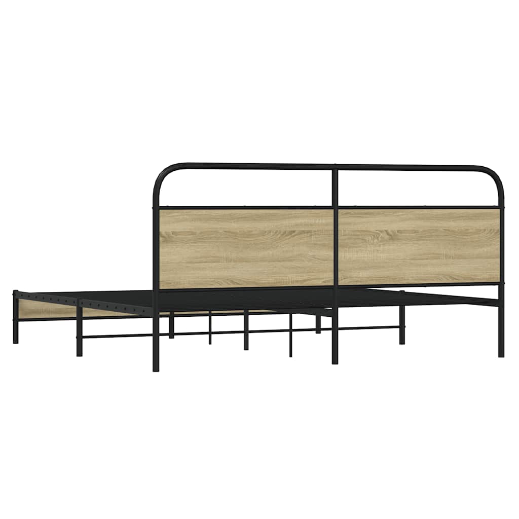 Metallbett ohne Matratze Sonoma-Eiche 193x203 cm