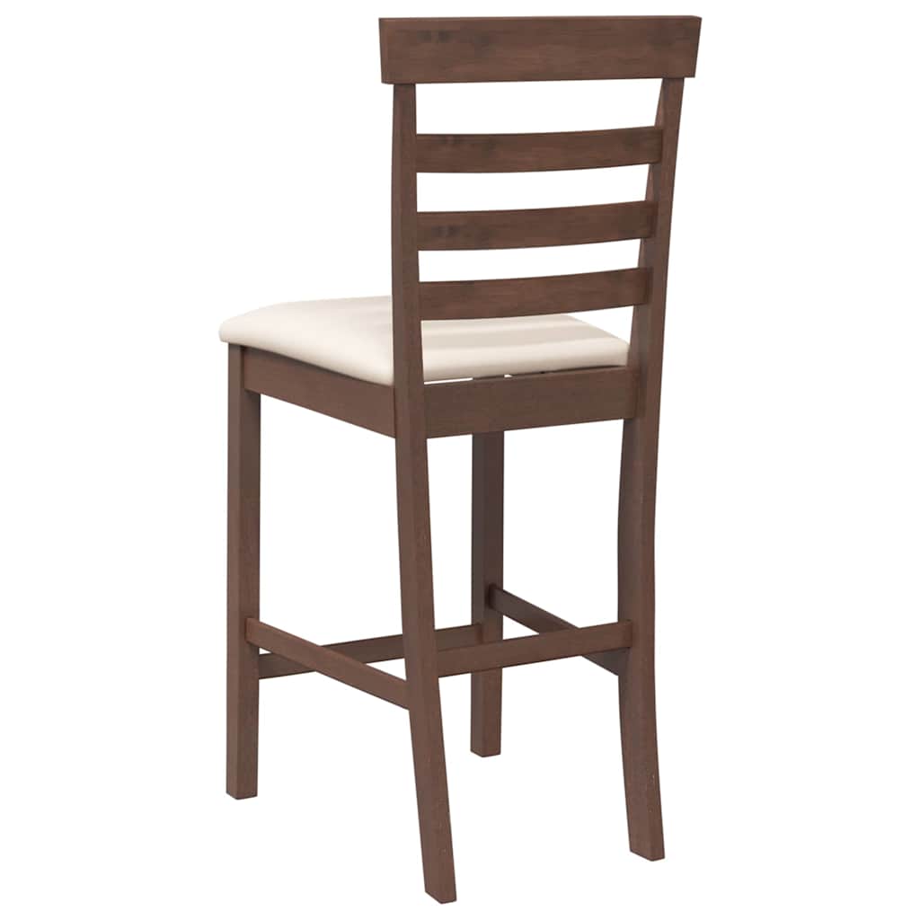 Barhocker mit Kissen 2 Stk. Braun Massivholz Gummibaum