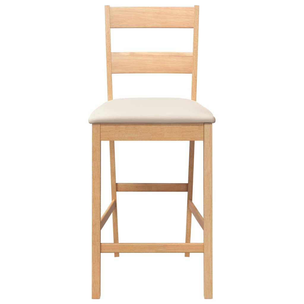 Barhocker mit Kissen 2 Stk. Natur Massivholz Gummibaum