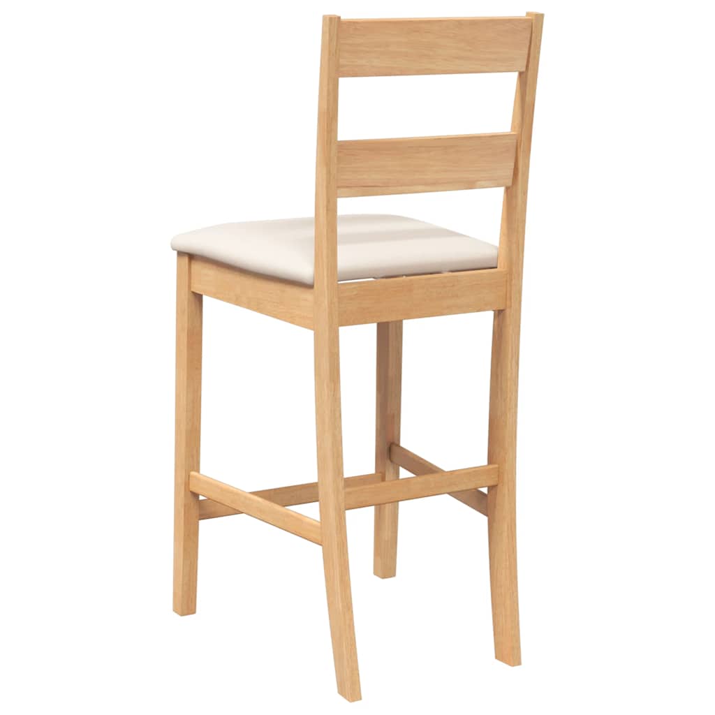 Barhocker mit Kissen 2 Stk. Natur Massivholz Gummibaum