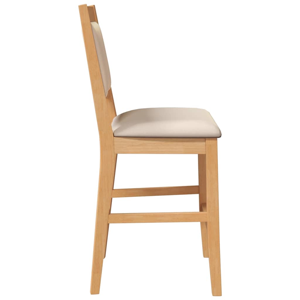 Barhocker mit Kissen 2 Stk. Natur Massivholz Gummibaum