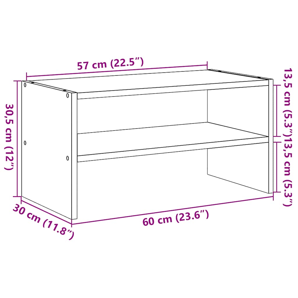 Schuhregal Stapelbar Schwarze Eiche 60x30x30,5 cm