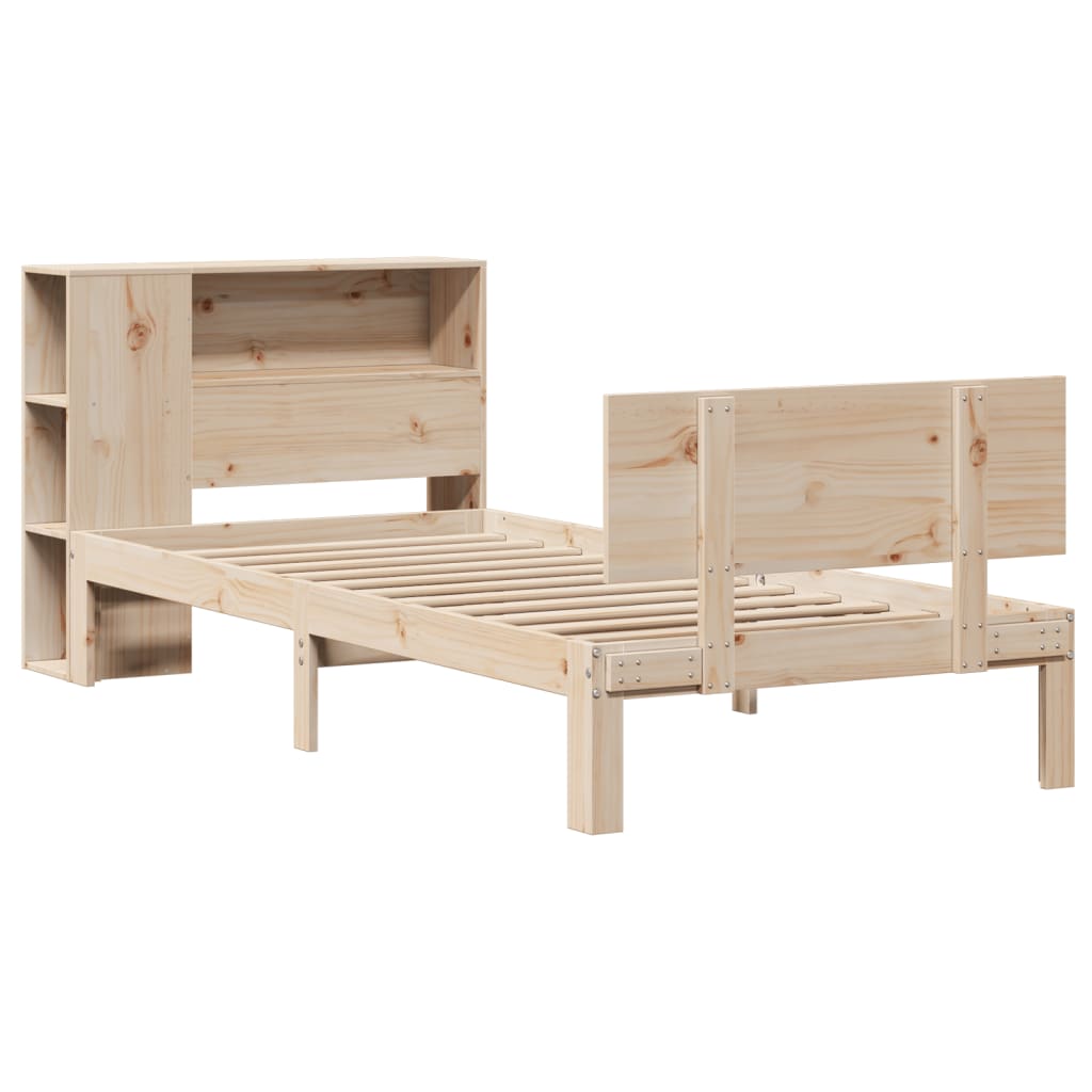 Bücherregalbett ohne Matratze 75x190 cm Massivholz Kiefer