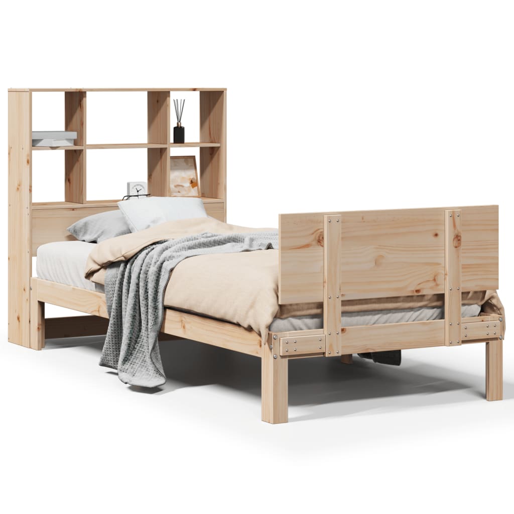 Massivholzbett mit Regal ohne Matratze 90x200 cm Kiefer