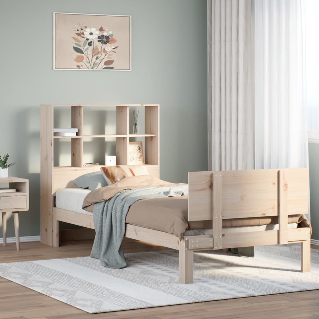 Massivholzbett mit Regal ohne Matratze 90x200 cm Kiefer