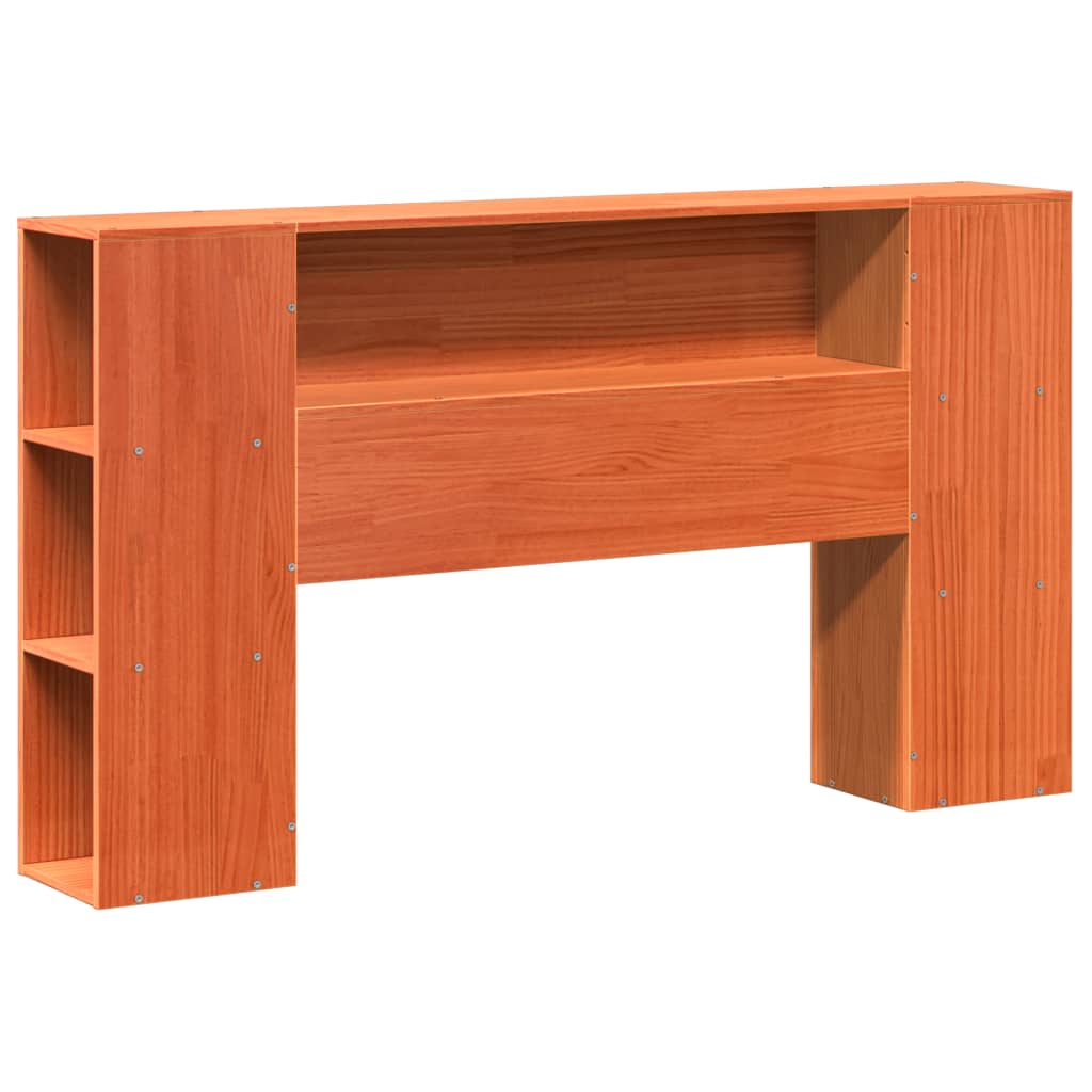 Massivholzbett mit Regal ohne Matratze Wachsbraun 160x200 cm