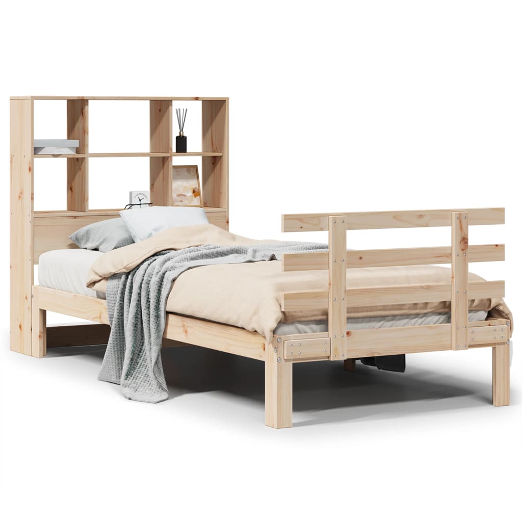 Massivholzbett mit Regal ohne Matratze 90x200 cm Kiefer
