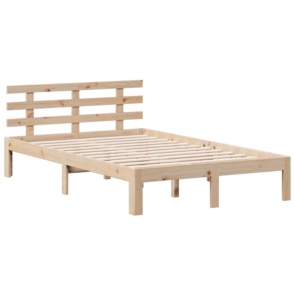 Massivholzbett mit Regal ohne Matratze 135x190 cm Kiefer