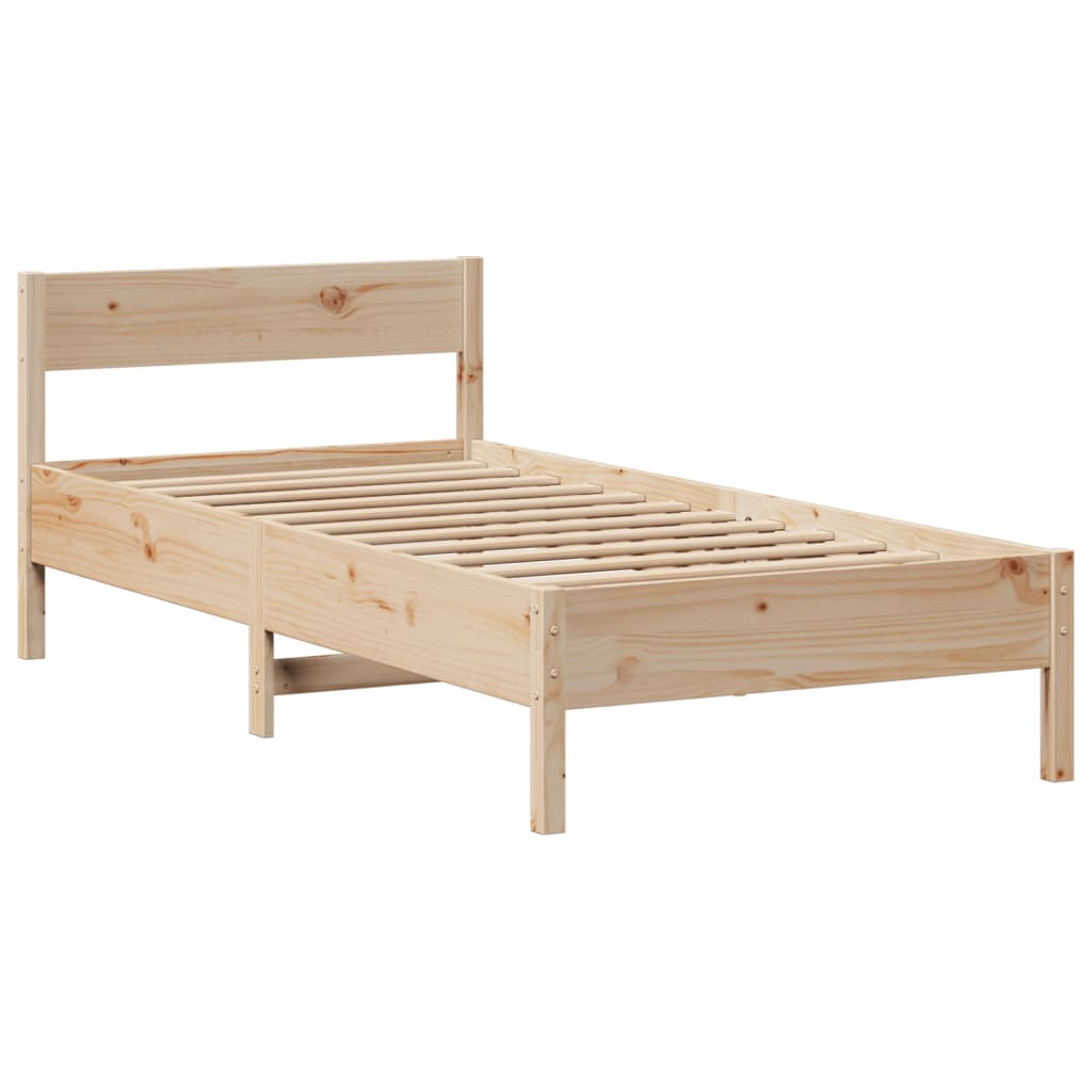 Massivholzbett mit Regal ohne Matratze 90x190 cm Kiefer