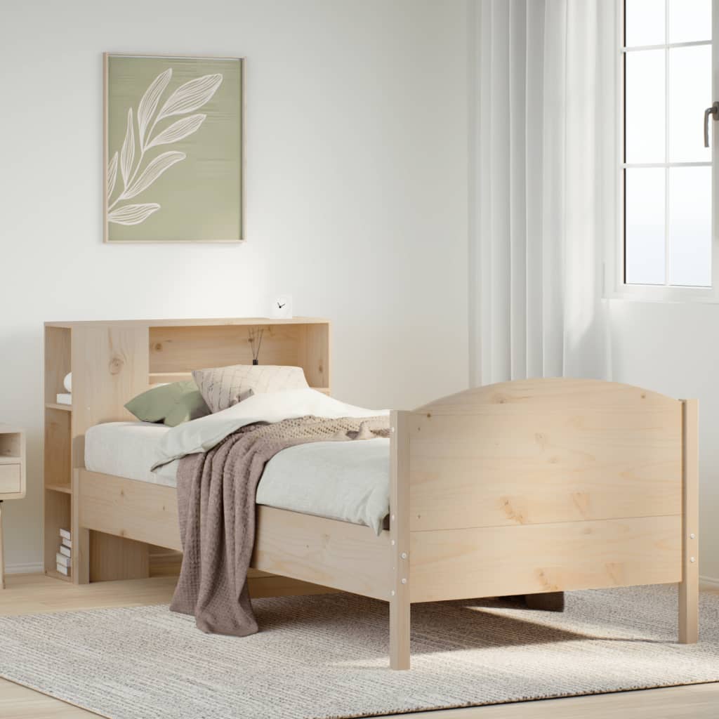 Massivholzbett mit Regal ohne Matratze 90x200 cm Kiefer