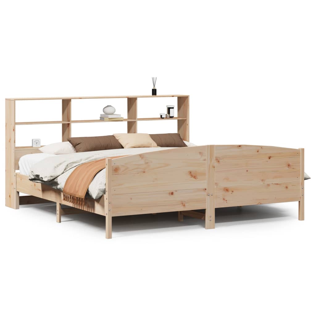 Massivholzbett mit Regal ohne Matratze 200x200 cm Kiefer