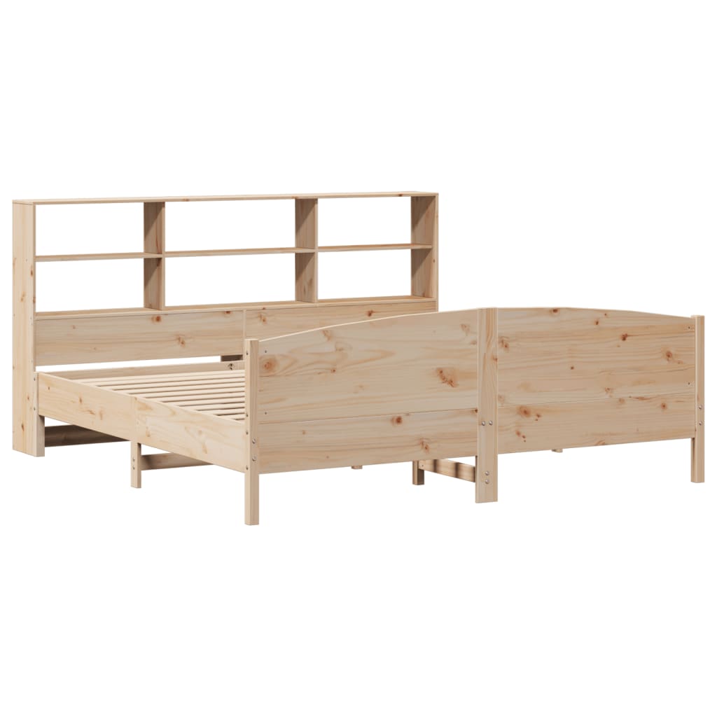 Massivholzbett mit Regal ohne Matratze 200x200 cm Kiefer