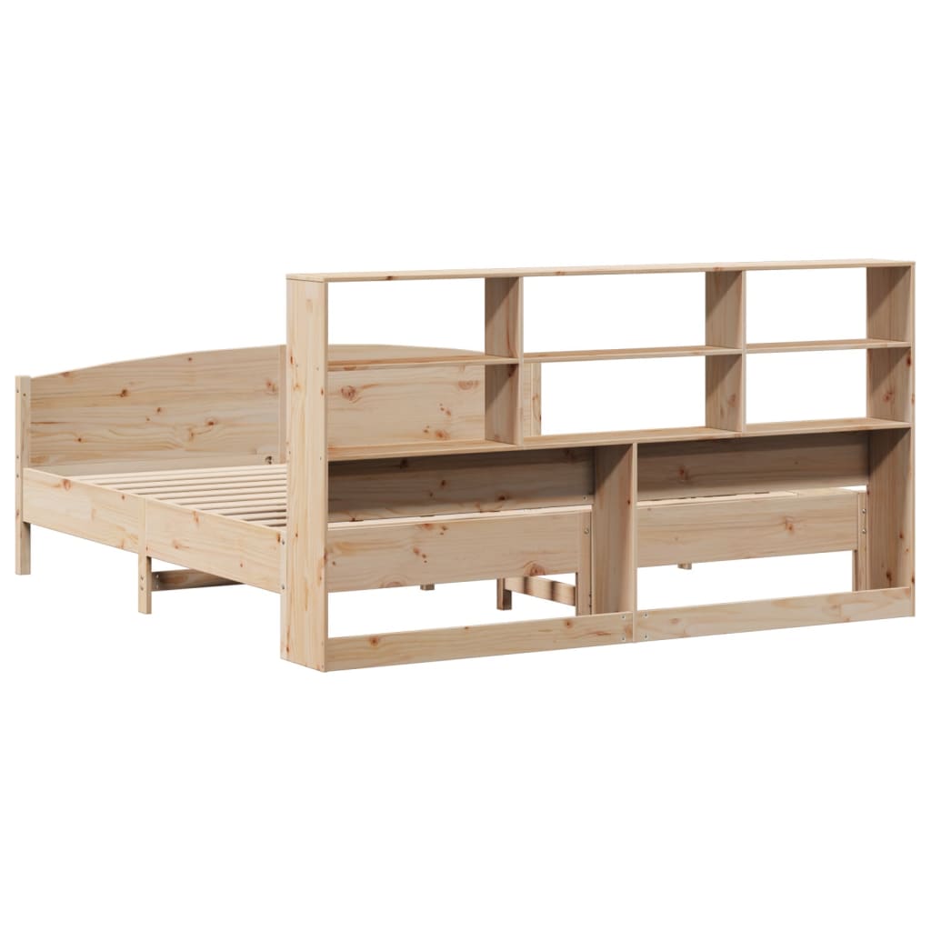 Massivholzbett mit Regal ohne Matratze 180x200 cm Kiefer