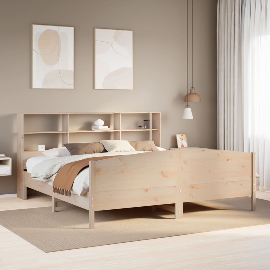 Massivholzbett mit Regal ohne Matratze 180x200 cm Kiefer