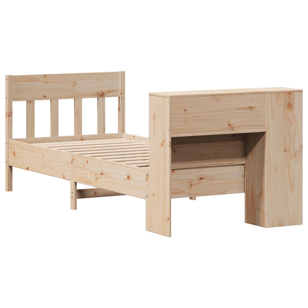 Massivholzbett mit Regal ohne Matratze 90x190 cm Kiefer